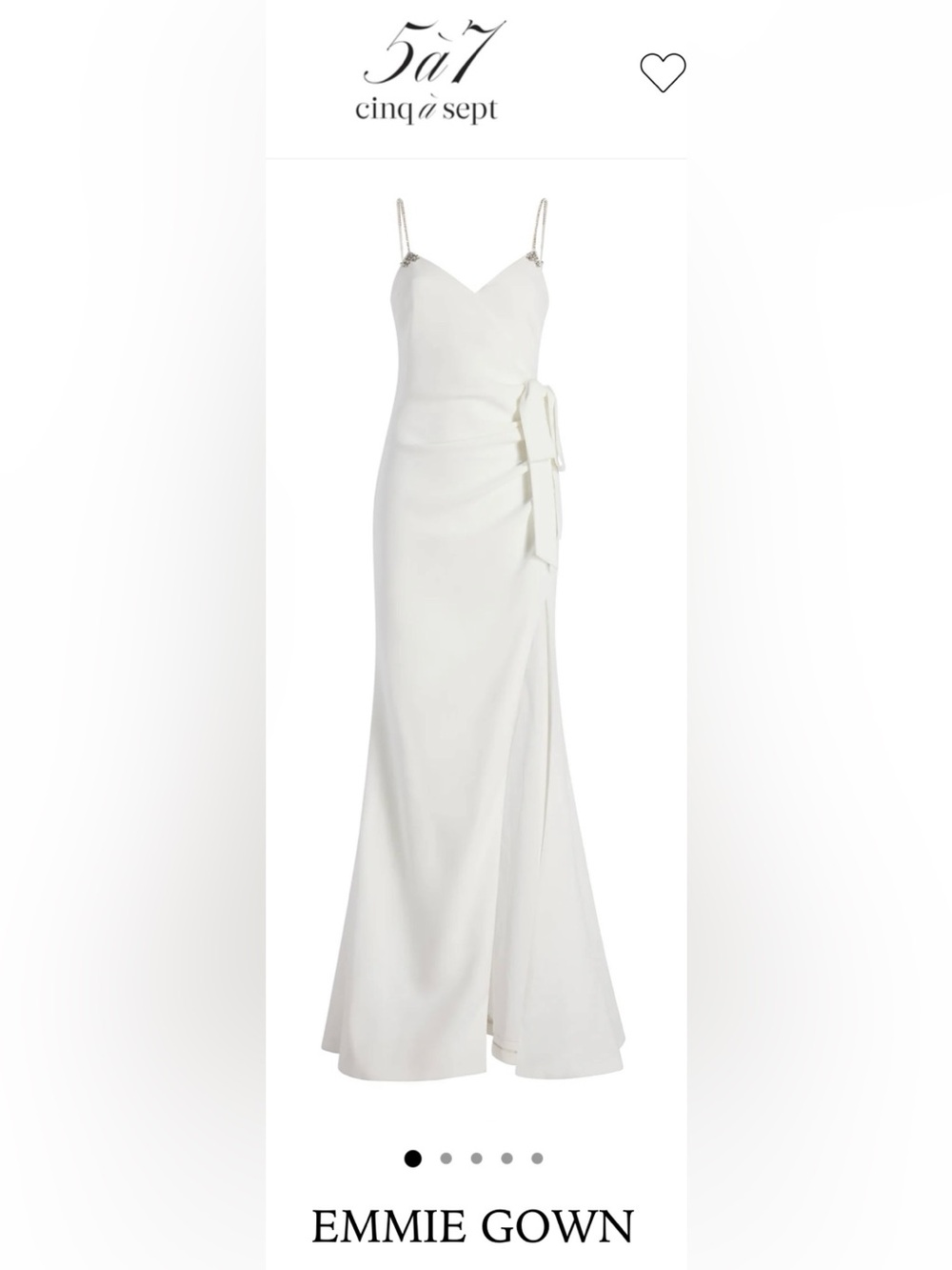 cinq a sept White Side-Tie Emmie Maxi Gown